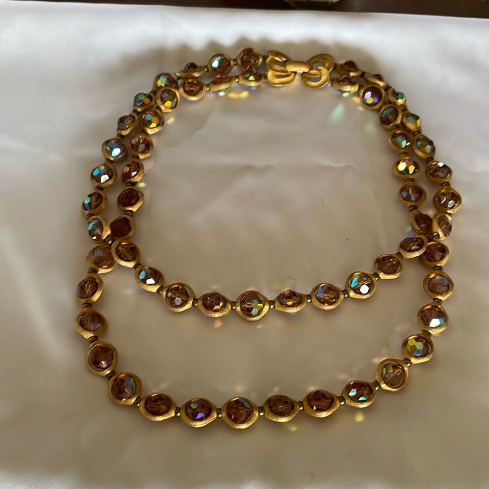 Vintage Sparkling crystal beaded & gold elegant necklace